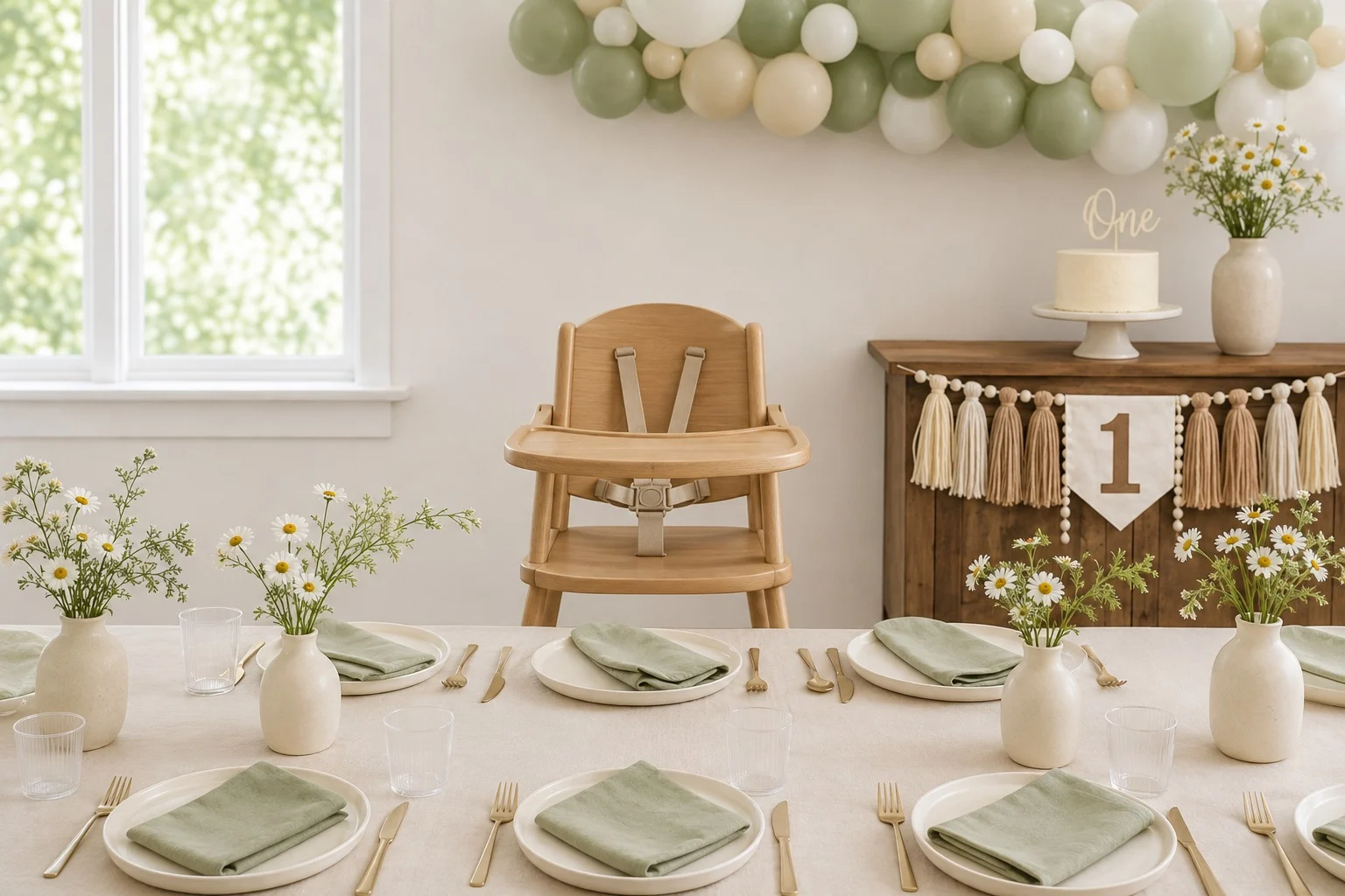A softly coloured first birthday celebration